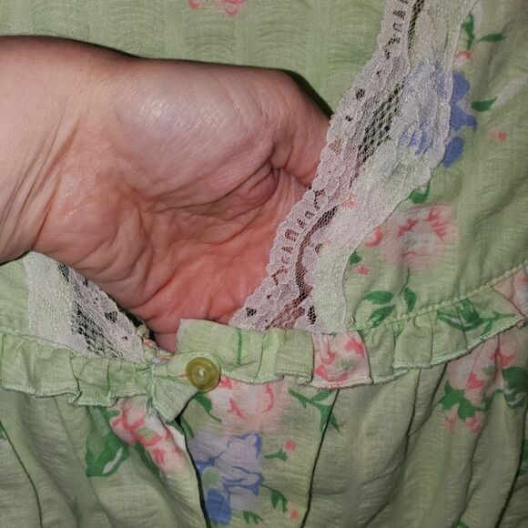 VMTAGE MOON BEANS MINT GREEN FLORAL PRINT NIGHT GOWN SIZE SMALL - Picture 5 of 7